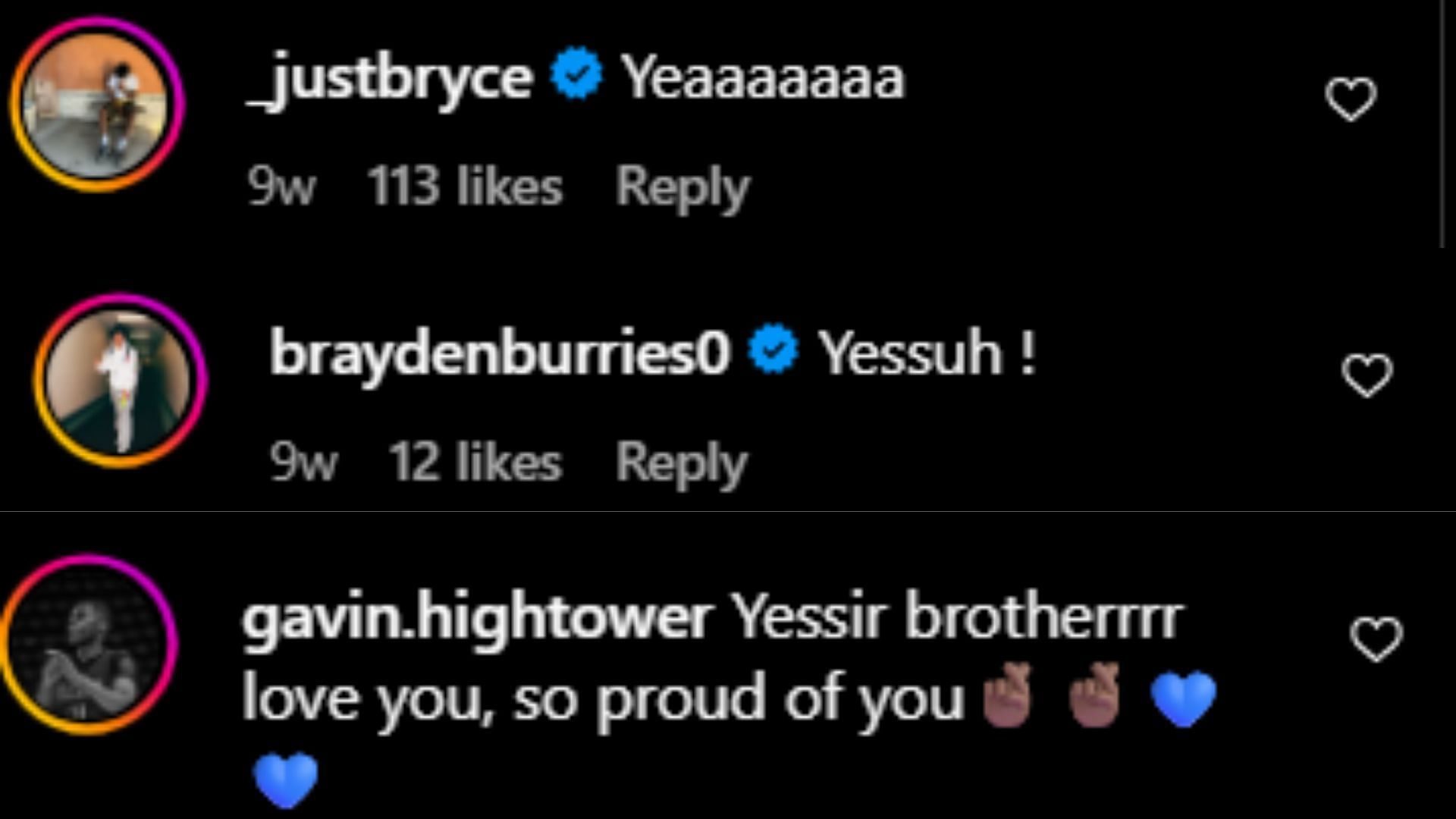 Bryce and other recruits comment on Bryce Cofield's commitment post